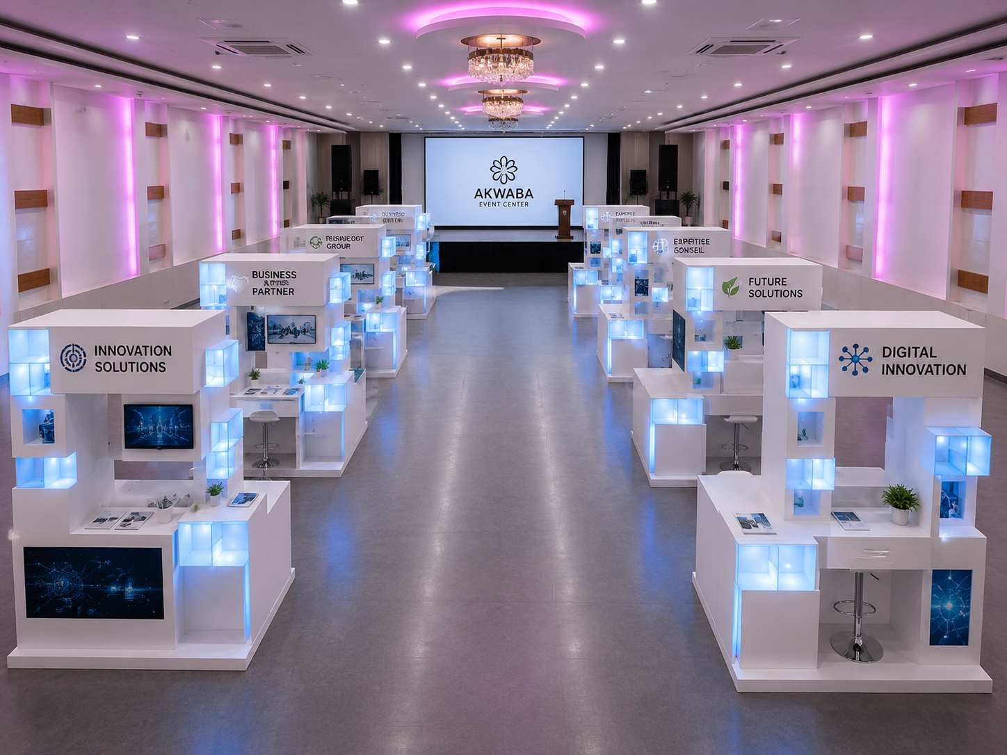 Configuration Exposition : salle Akwaba Marcory, 200 visiteurs